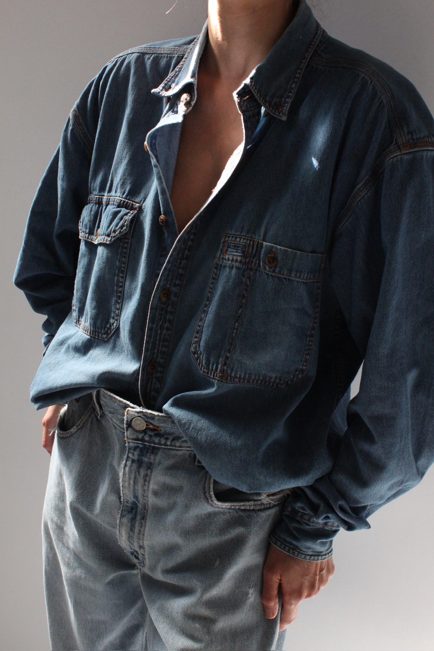 Vintage Worn Denim Button Down