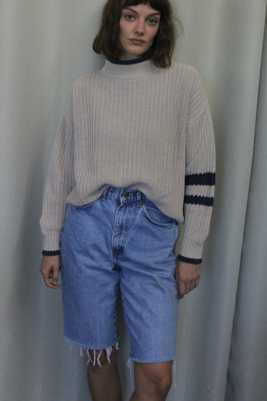 Amazing Vintage Oat Ribbed Mock Neck Sweater