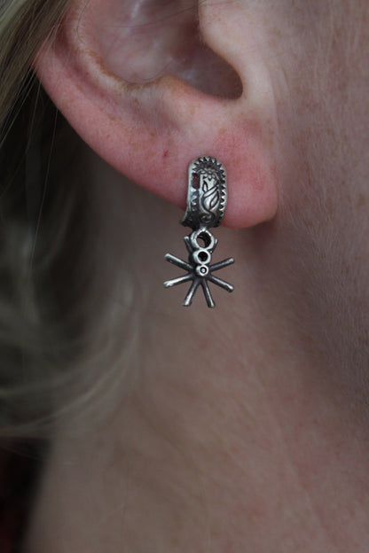 Vintage Sterling Silver Western Spur Earrings