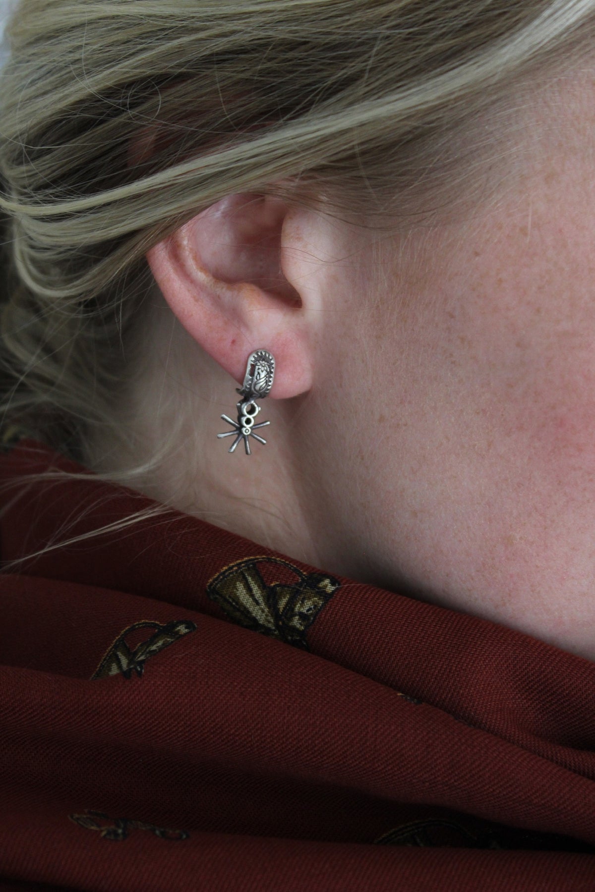 Vintage Sterling Silver Western Spur Earrings
