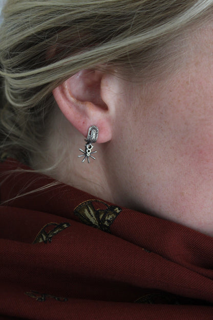 Vintage Sterling Silver Western Spur Earrings
