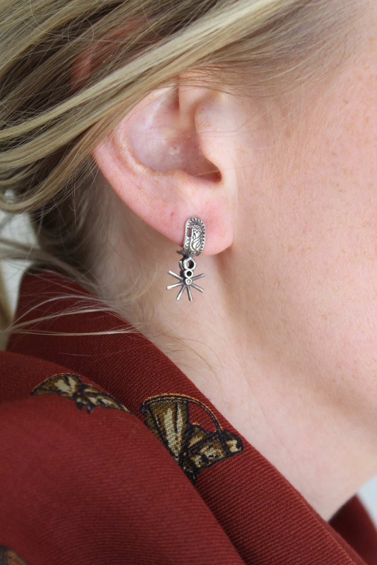 Vintage Sterling Silver Western Spur Earrings