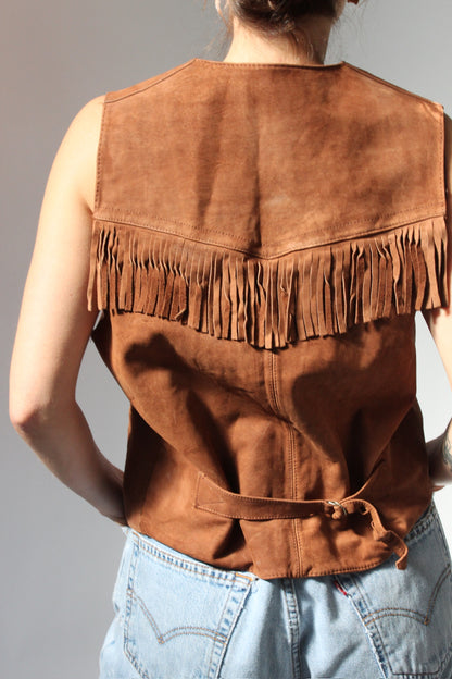 Vintage Lee Chestnut Fringe Leather Vest