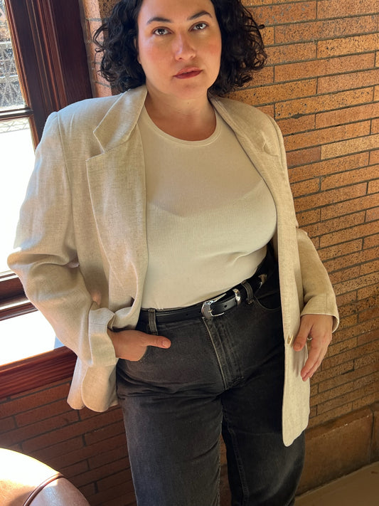 Vintage Woven Flax Blazer