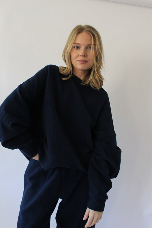 Margot Rippled Cotton Cropped Sweatshirt