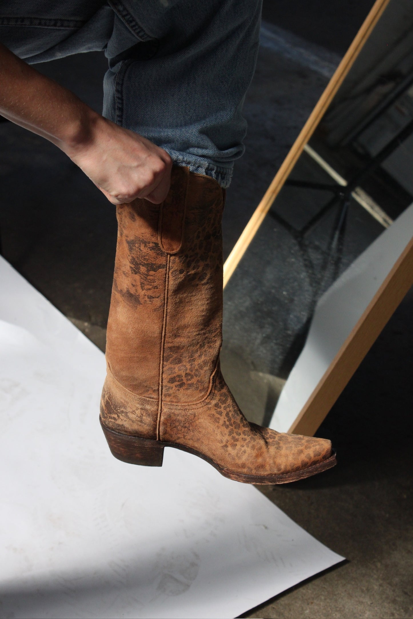 Favorite Vintage Animal Print Suede Cowboy Boot