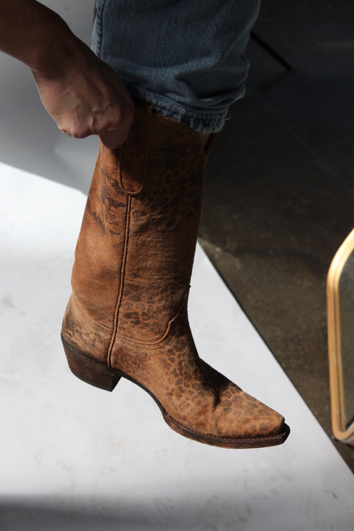 Favorite Vintage Animal Print Suede Cowboy Boot