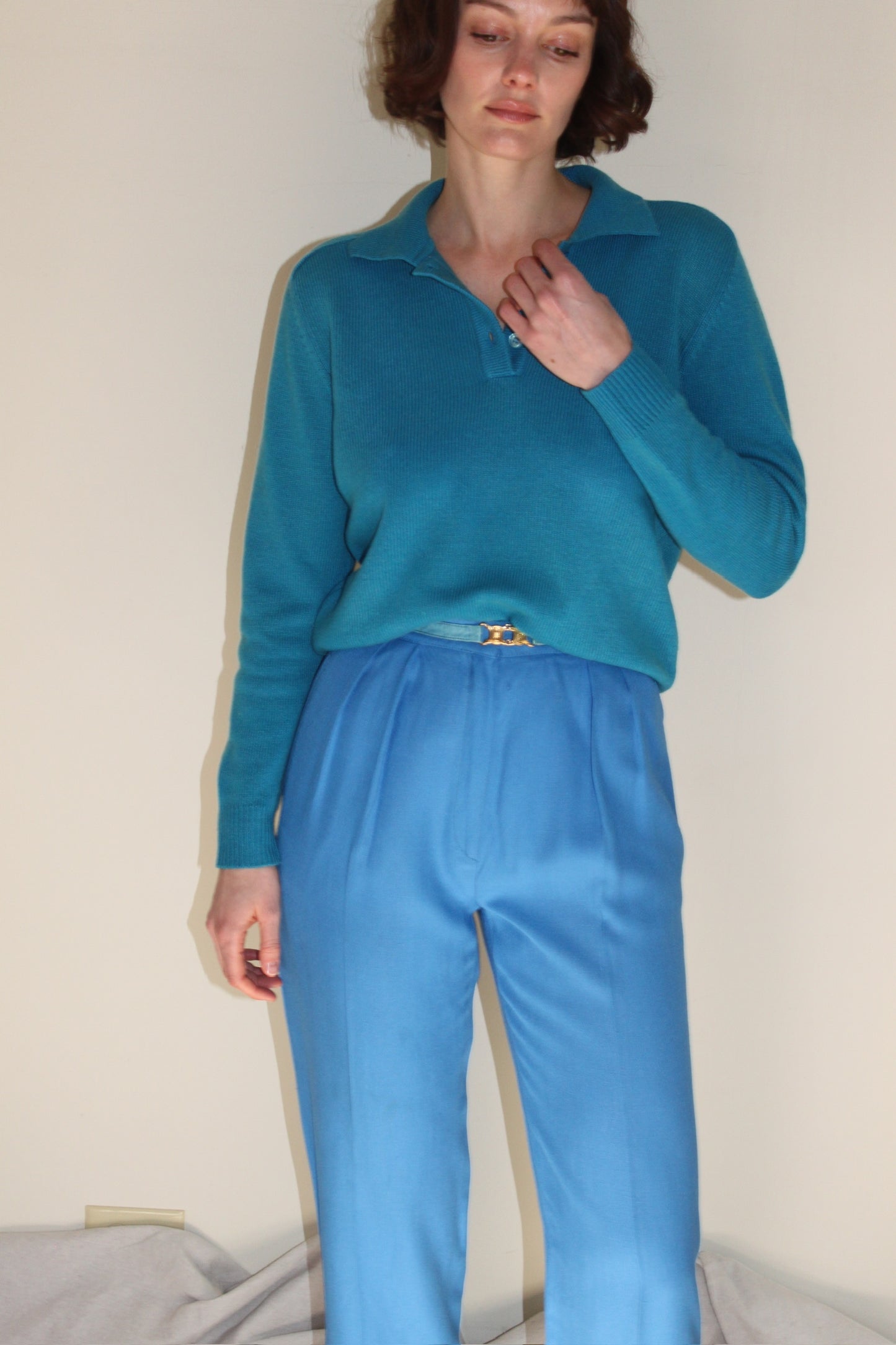 Incredible Celine Aqua Linen Pant