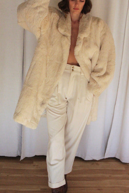Vintage Cloud Fur Open Drape Coat