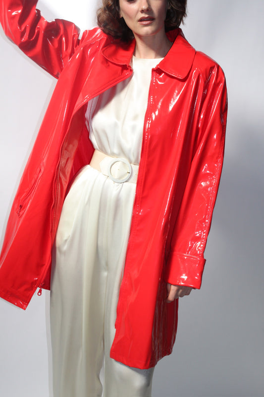 Vintage Bright Red Rain Jacket