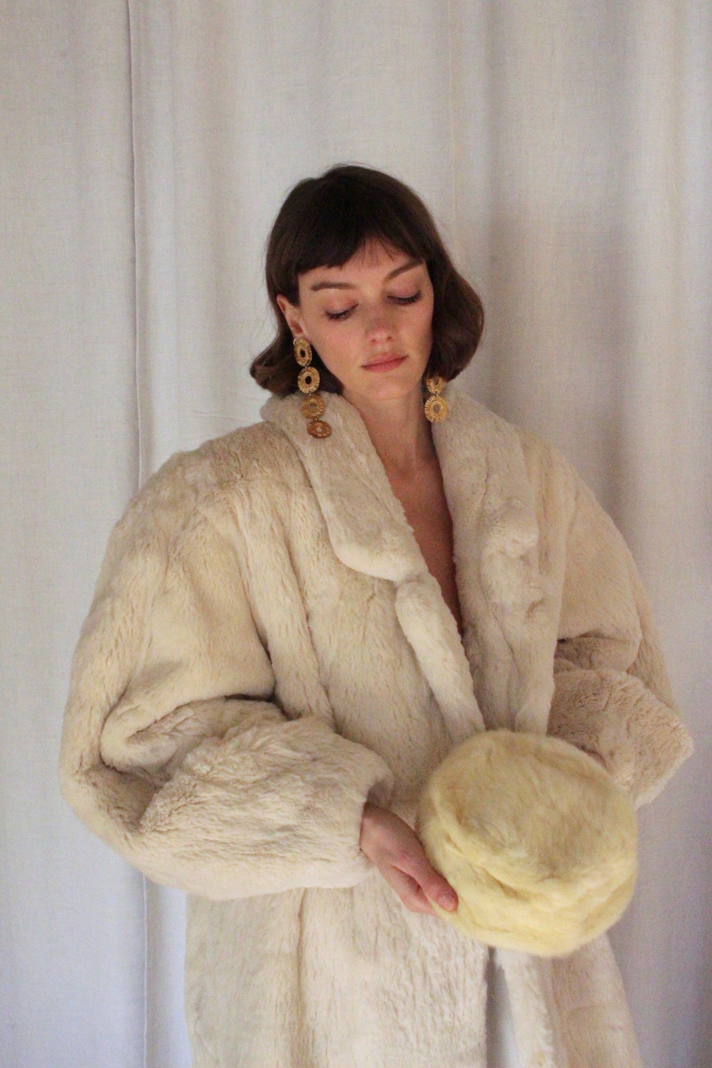 Vintage Cloud Fur Open Drape Coat