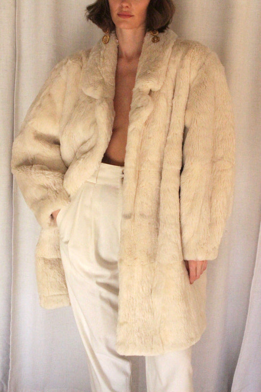 Vintage Cloud Fur Open Drape Coat