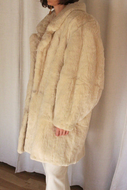 Vintage Cloud Fur Open Drape Coat
