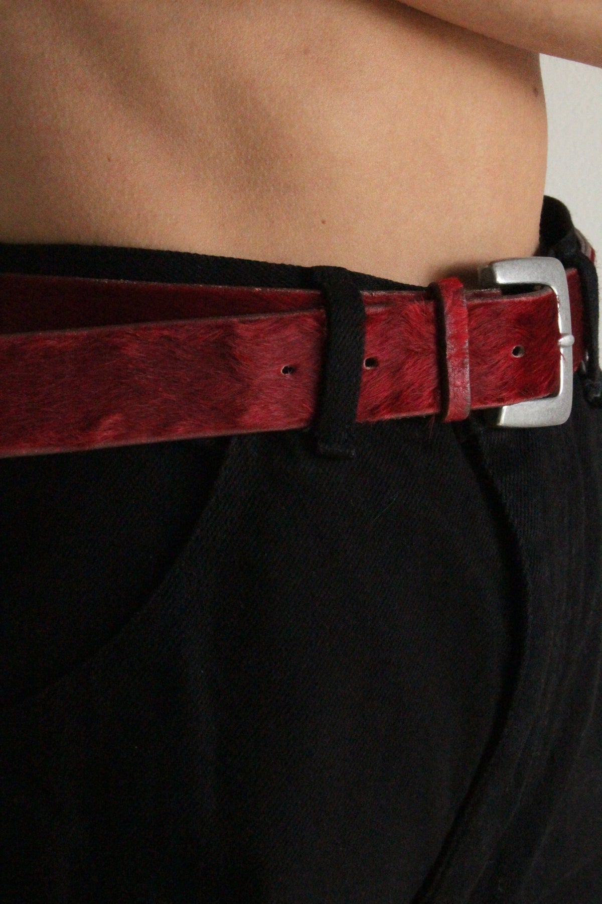 Vintage Scarlet Cowhide Leather Belt