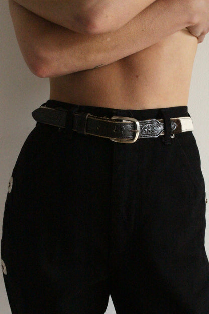 Vintage Cowhide & Tooled Leather Belt