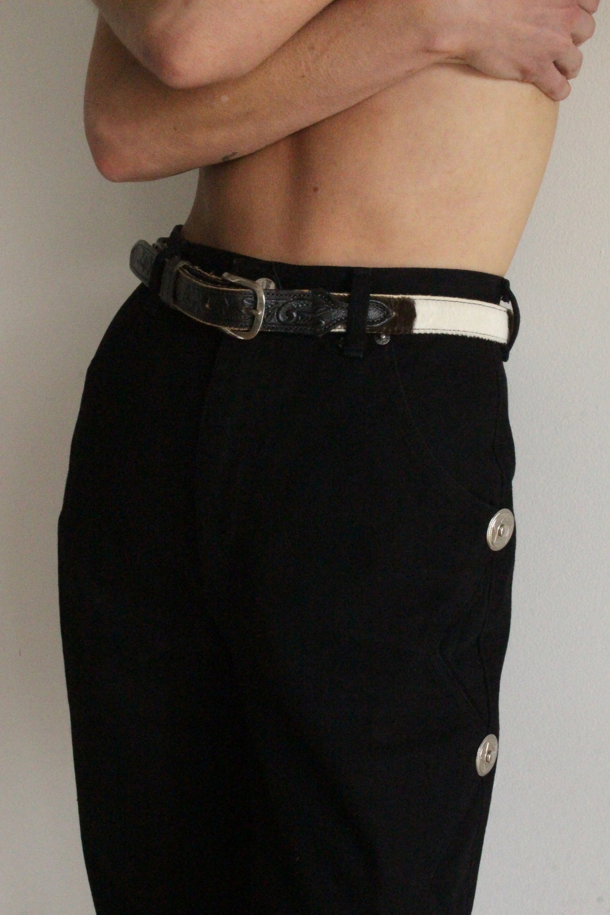 Vintage Cowhide & Tooled Leather Belt