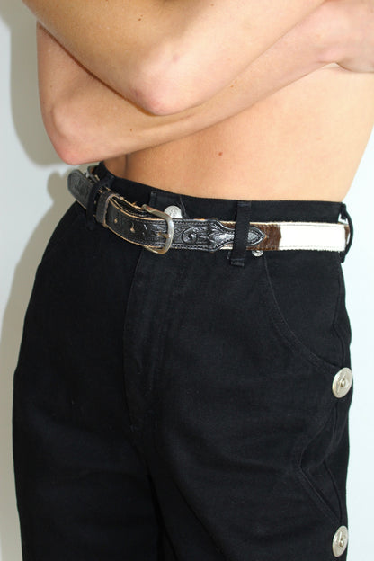 Vintage Cowhide & Tooled Leather Belt