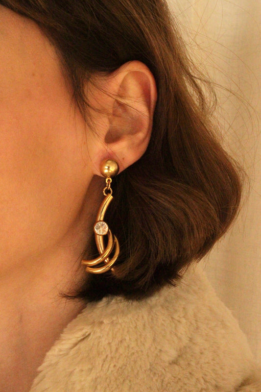 Vintage Gold & Crystal Drop Earrings