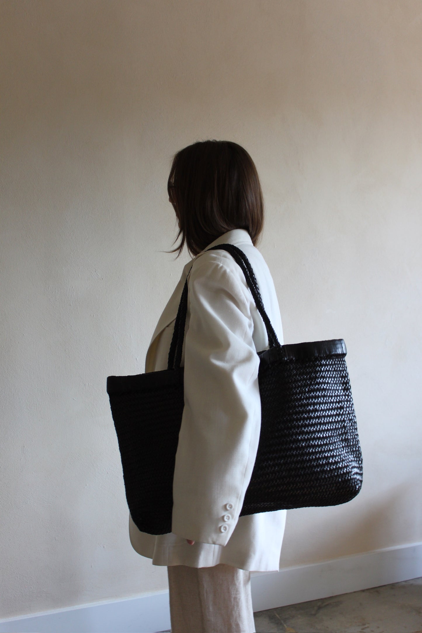 Wide Bagu Woven Tote