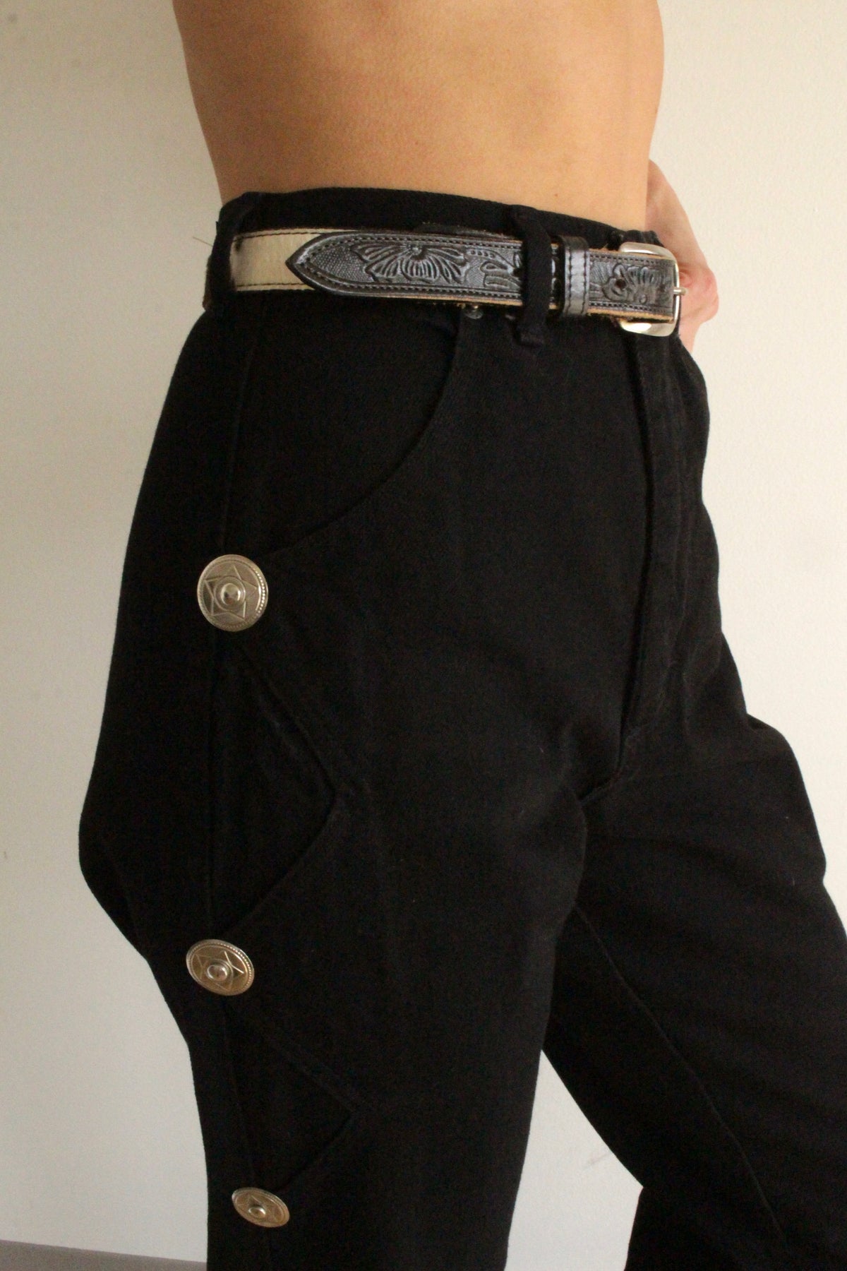Vintage Cowhide & Tooled Leather Belt