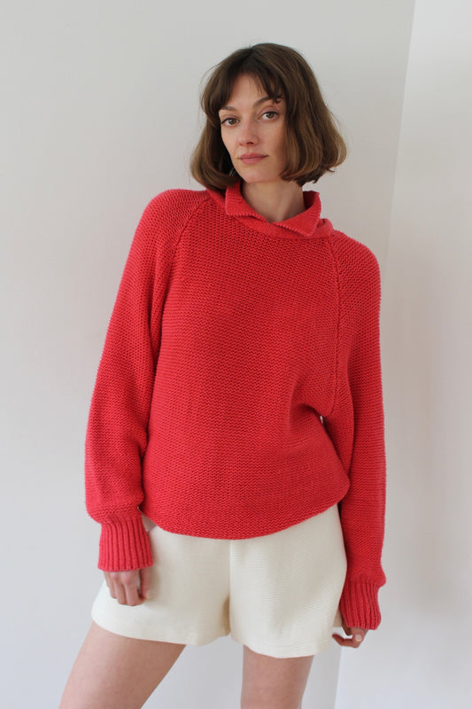 Vintage Watermelon Collared Raglan Sweater