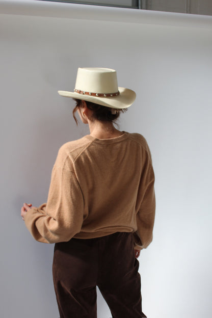 Vintage Camel Cashmere V-Neck Knit