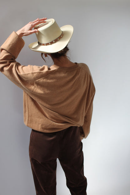 Vintage Camel Cashmere V-Neck Knit