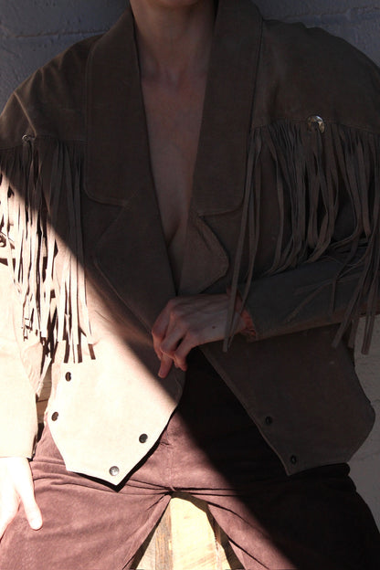 Vintage Amaretto Fringed Suede Jacket