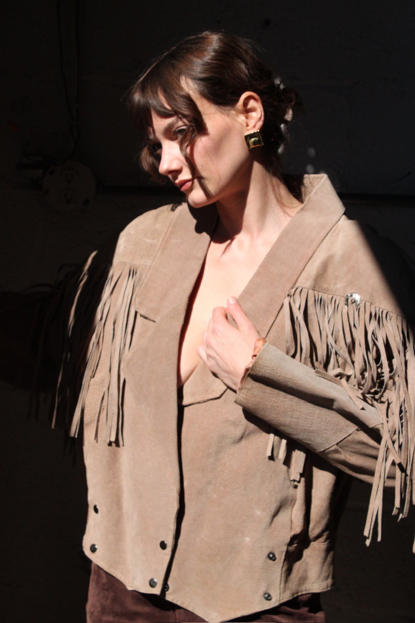 Vintage Amaretto Fringed Suede Jacket