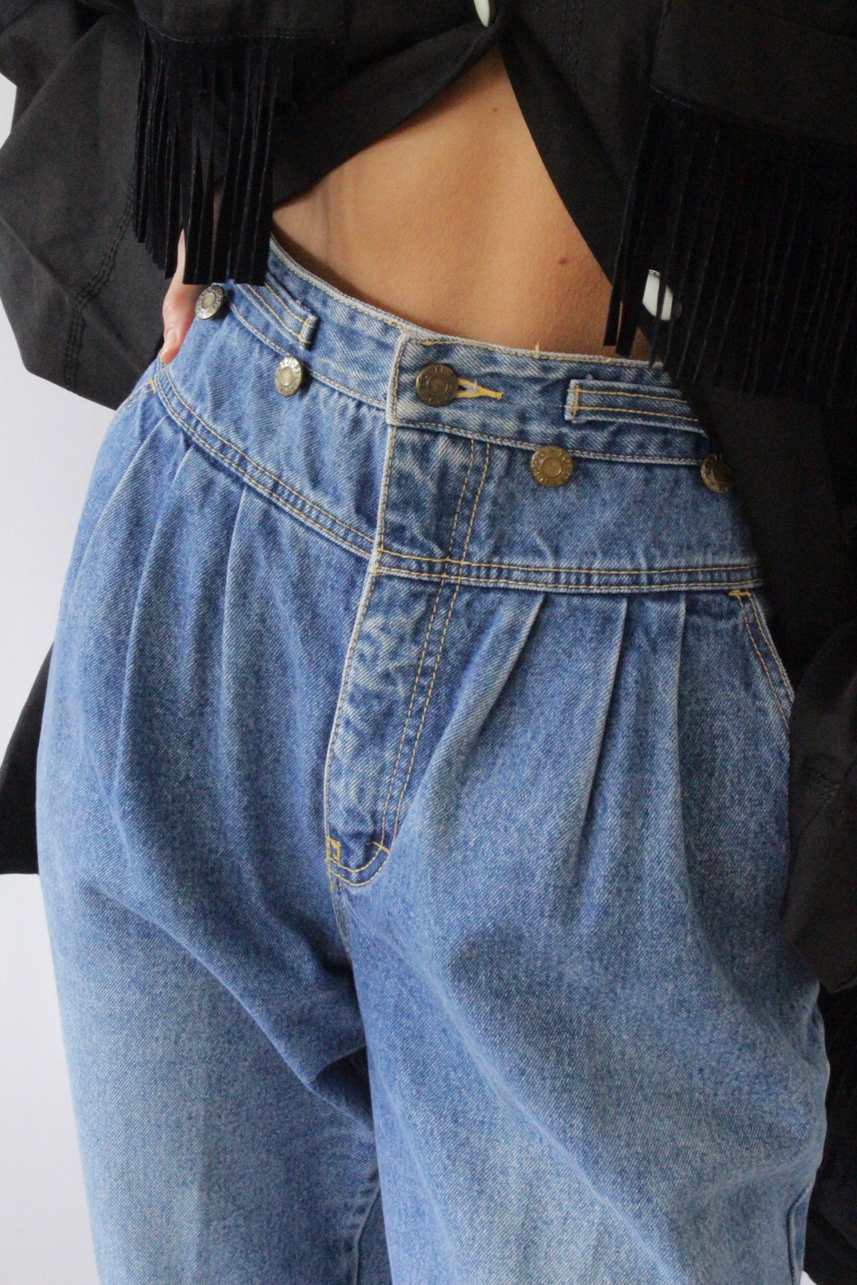 Vintage True Blue Pleated & Cuffed Denim