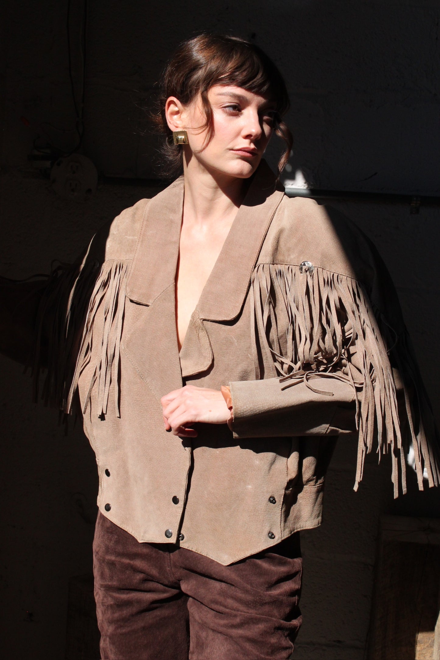 Vintage Amaretto Fringed Suede Jacket