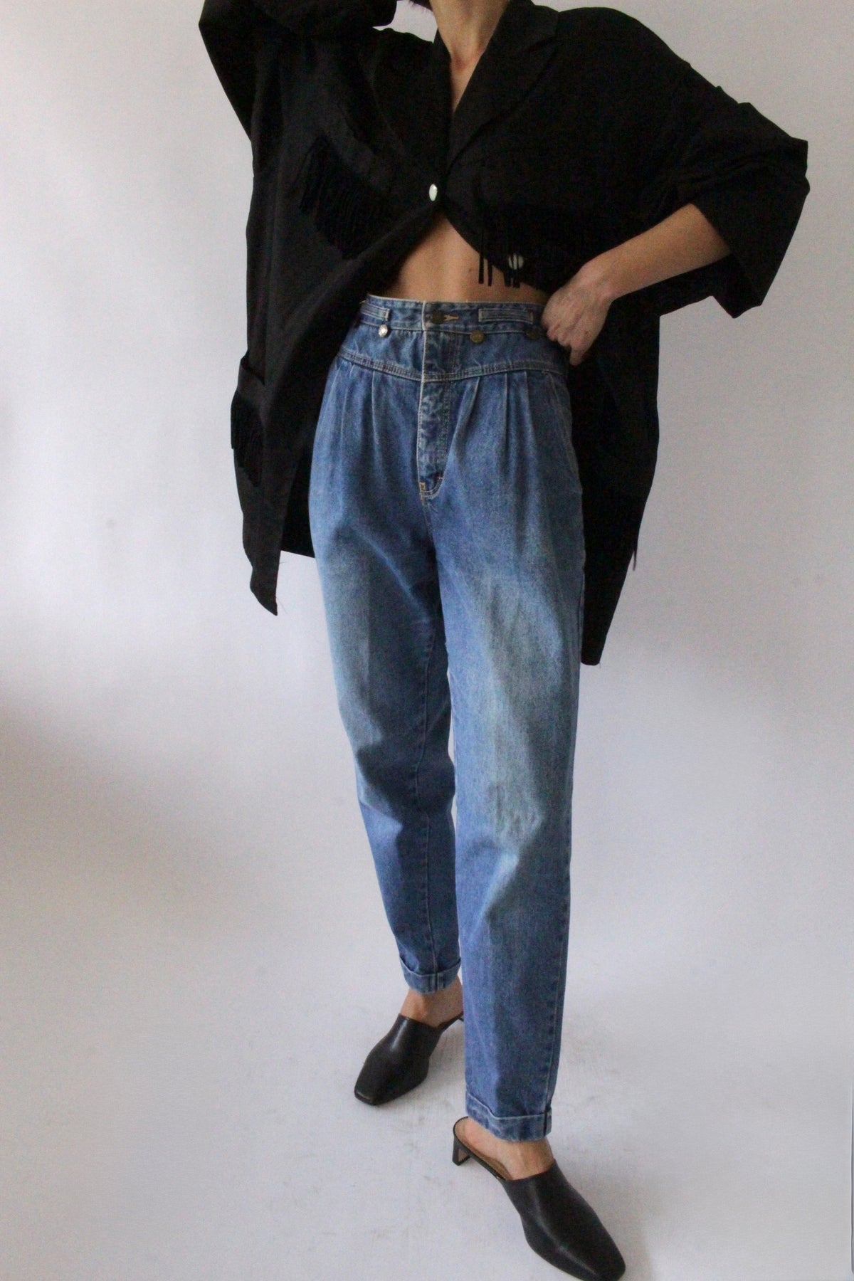 Vintage True Blue Pleated & Cuffed Denim