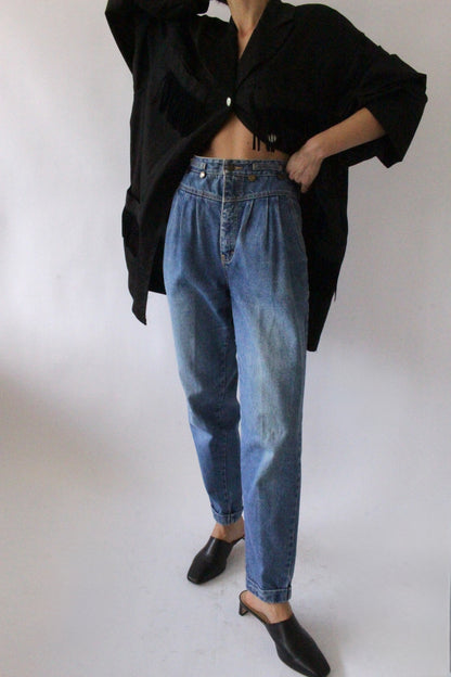 Vintage True Blue Pleated & Cuffed Denim