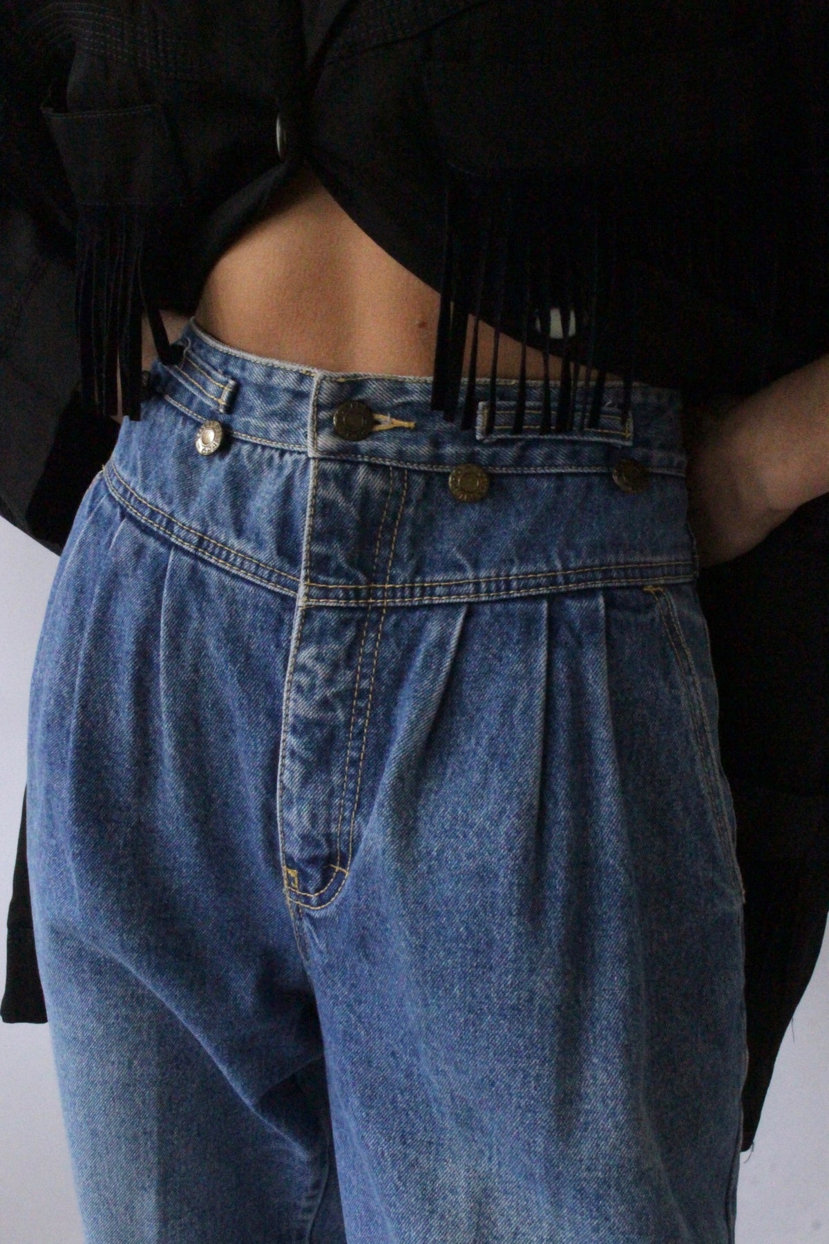 Vintage True Blue Pleated & Cuffed Denim