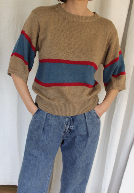 Vintage Wide Striped Silk Knit Tee