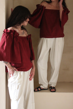 Na Nin Reworked Talu Silk Canvas Top / Available in Japanese Maple