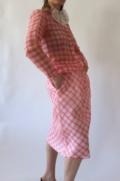 Vintage Charlotte Ford Sheer Silk Skirt Set