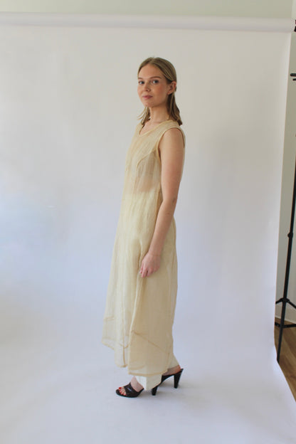 Vintage Wheat Sheer Linen Dress