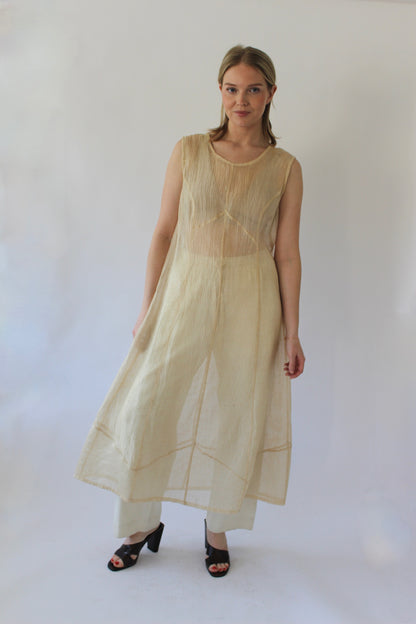 Vintage Wheat Sheer Linen Dress