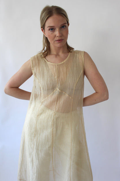Vintage Wheat Sheer Linen Dress