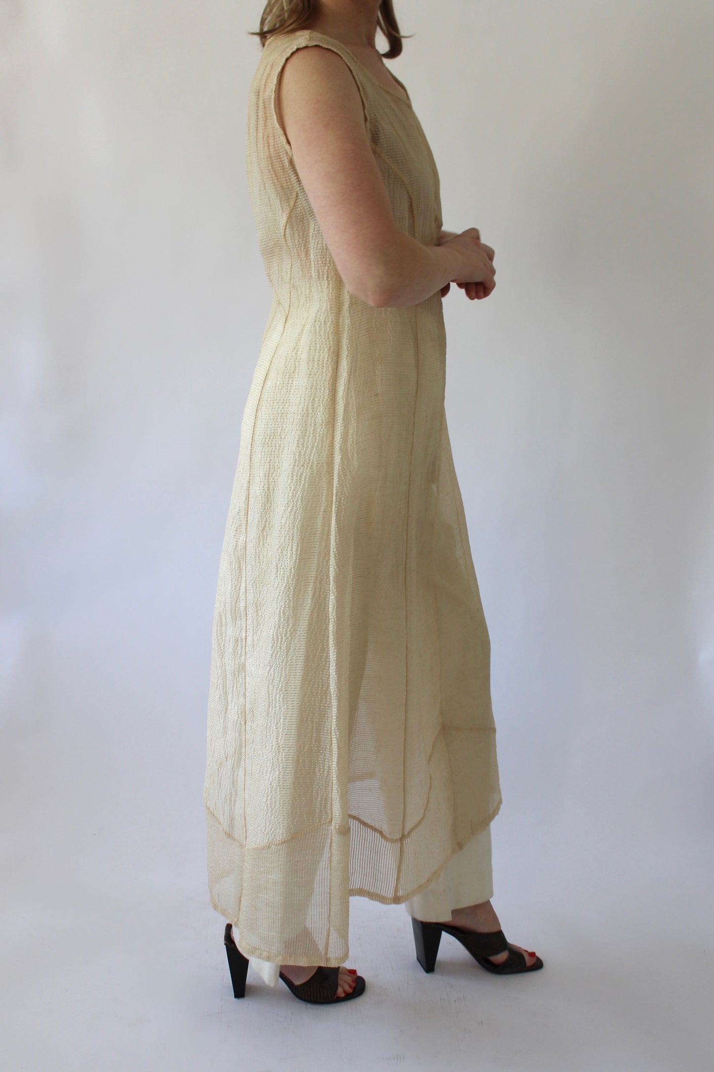 Vintage Wheat Sheer Linen Dress