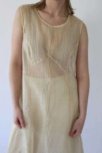 Vintage Wheat Sheer Linen Dress