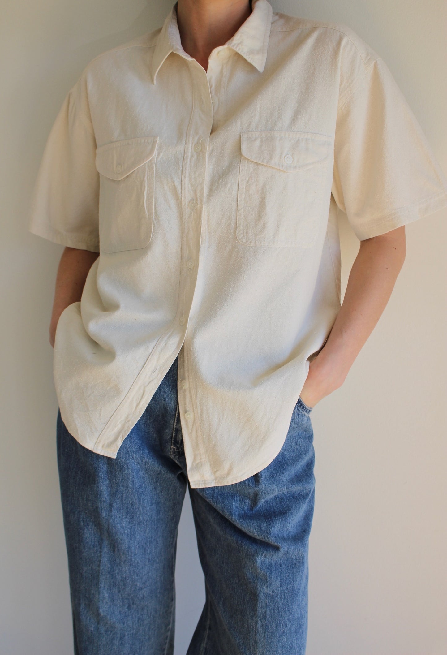Vintage Cream Raw Silk Shirt
