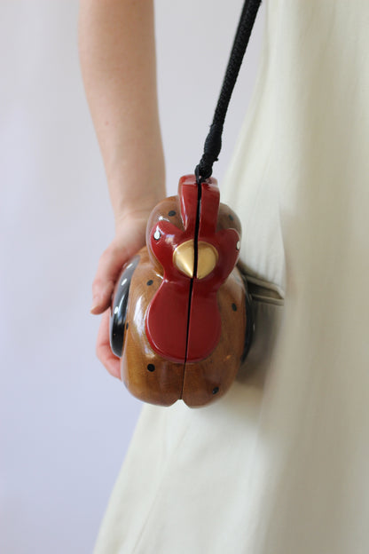 Rare Timmy Woods Handcarved Spotted Rooster Bag