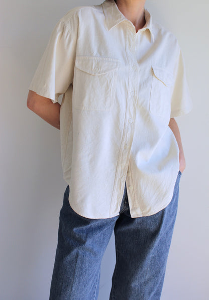 Vintage Cream Raw Silk Shirt
