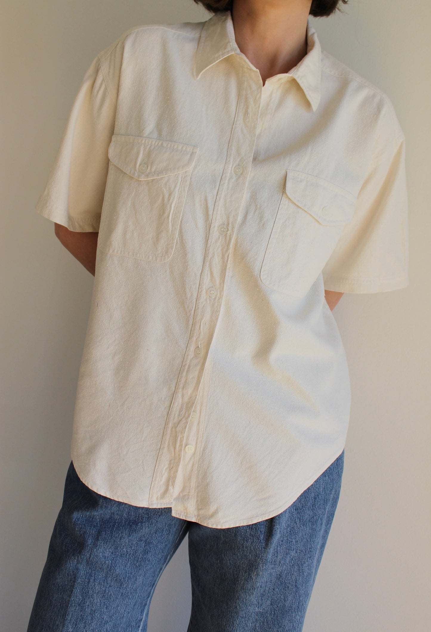 Vintage Cream Raw Silk Shirt