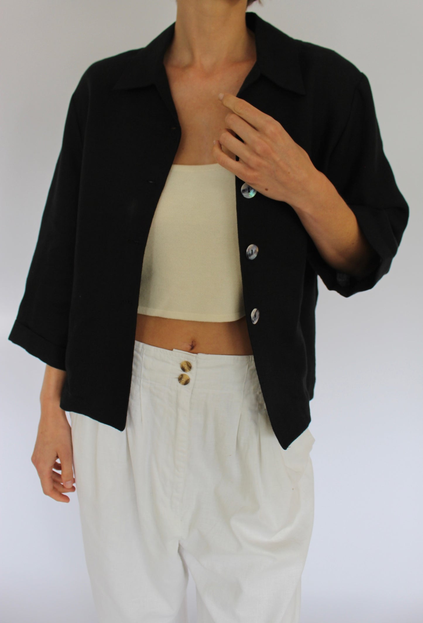 Vintage Cropped & Boxy Linen Light Jacket