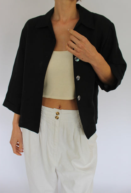 Vintage Cropped & Boxy Linen Light Jacket