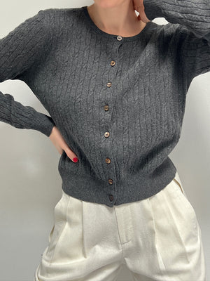 Vintage Cable Knit Silk Cashmere Sweater