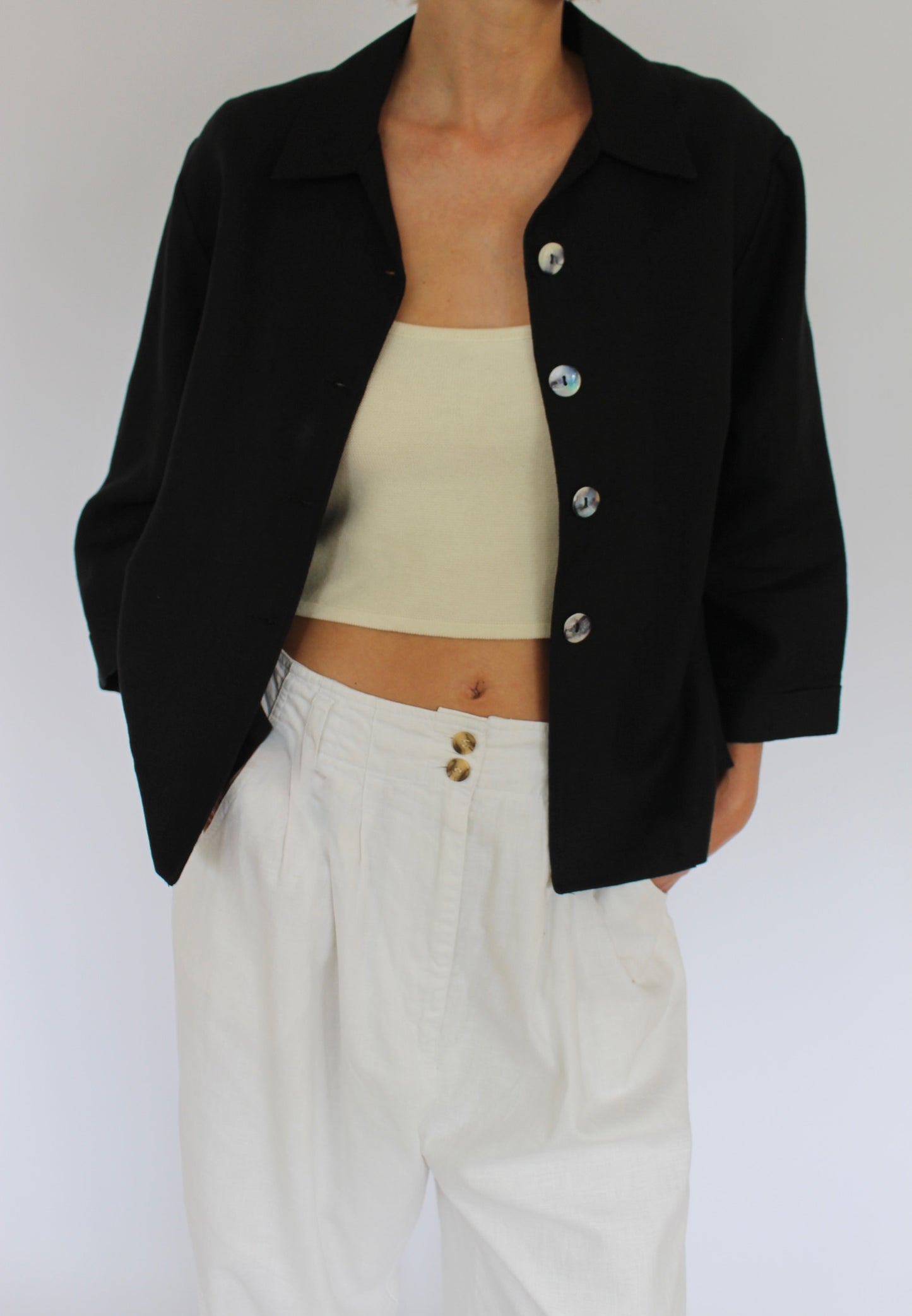 Vintage Cropped & Boxy Linen Light Jacket